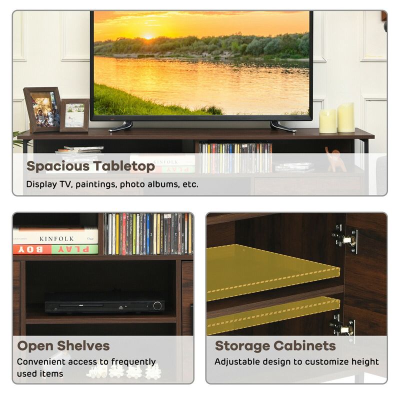 Costway 58'' Wood TV Stand Entertainment Media Center Console w/ Storage Cabinet