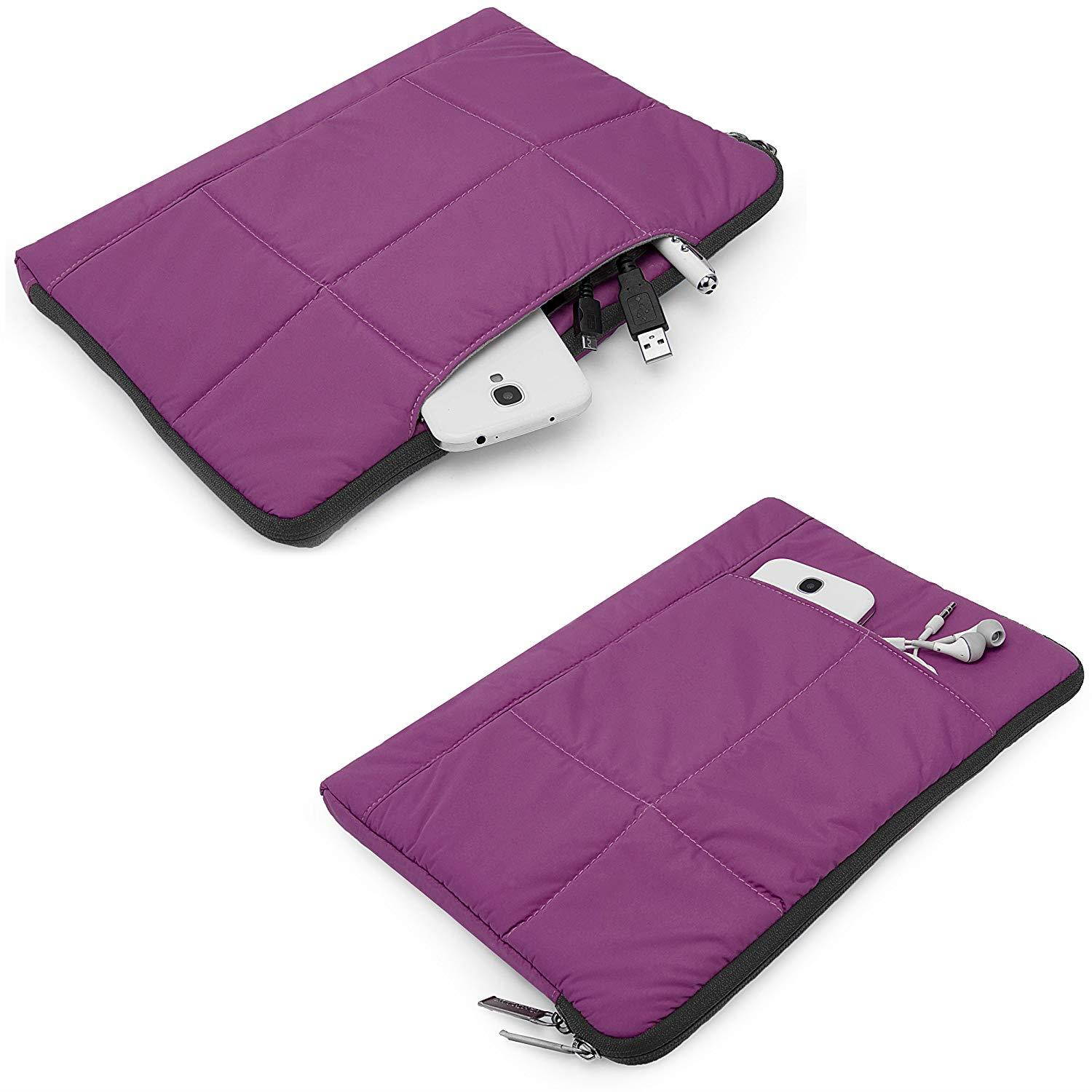 Pillow Zippered Sheen Quilted Sleeve [PURP] For Skytex Skytab 9.7/Skypad 10.1-inch/Sony DVP 9-inch/Simbans SX2W 10