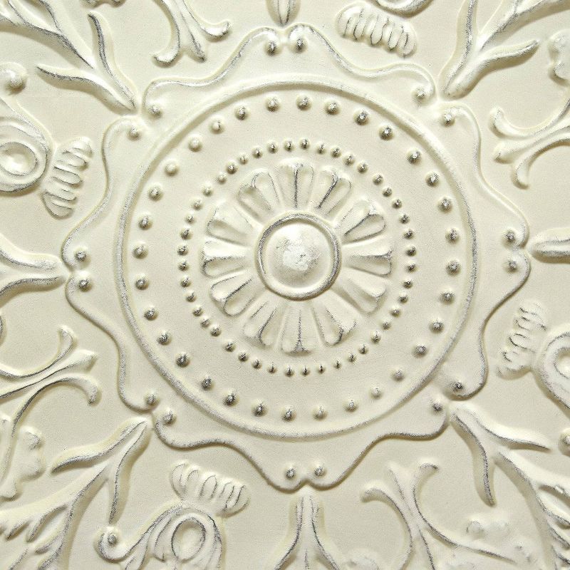 27" x 27" Shabby Medallion Wall Décor White - Stratton Home Décor