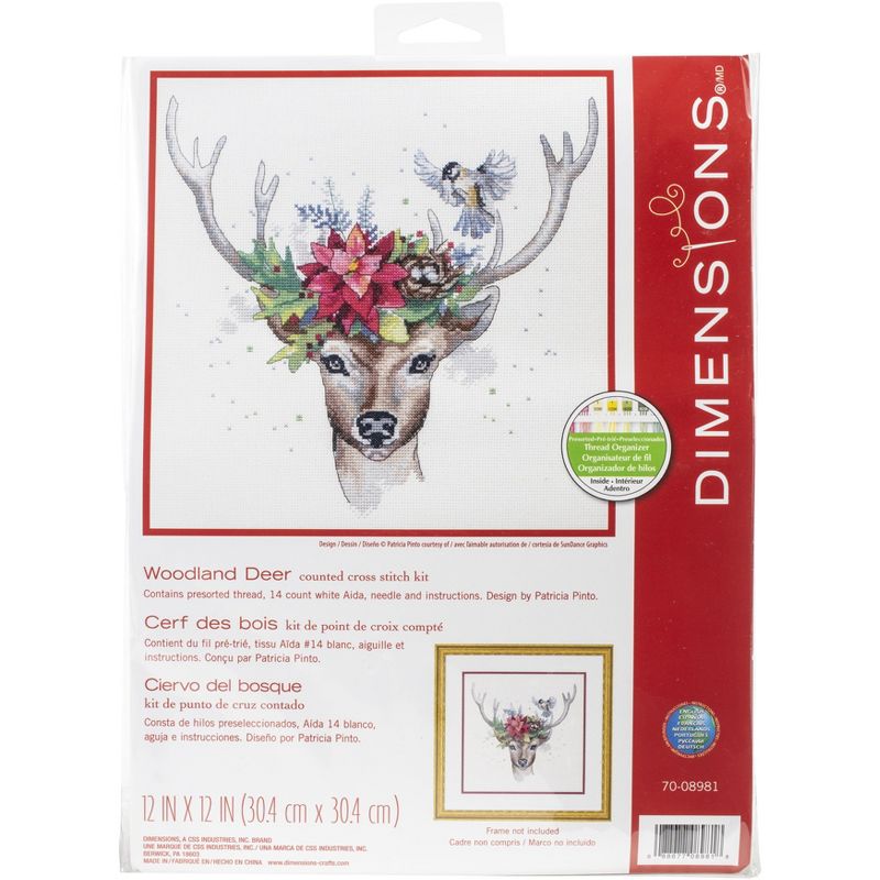 Dimensions Counted Cross Stitch Kit 12"X12"-Woodland Deer (14 Count)