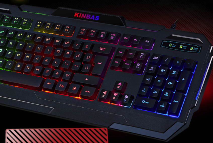 CORN VP-X9  19 Non-Conflicting Keys, Ergonomic Design, Mechanical Feeling  Cool Exterior Breathing Backlit Waterproof USB Wired Silent Typing Keyboard For Office And Game - Black