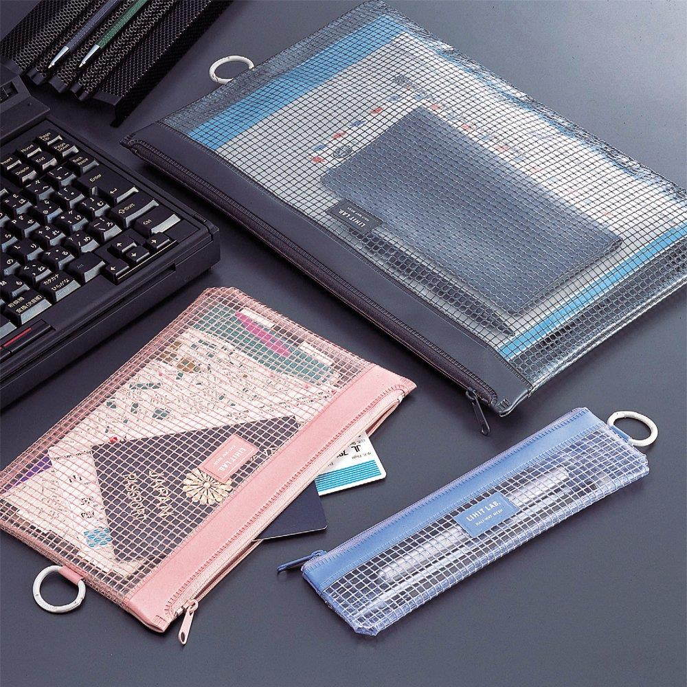 LIHIT LAB. Mesh Pouch, 14 x 9.3 inches, Rose-Pink (F246-Rose-Pink)