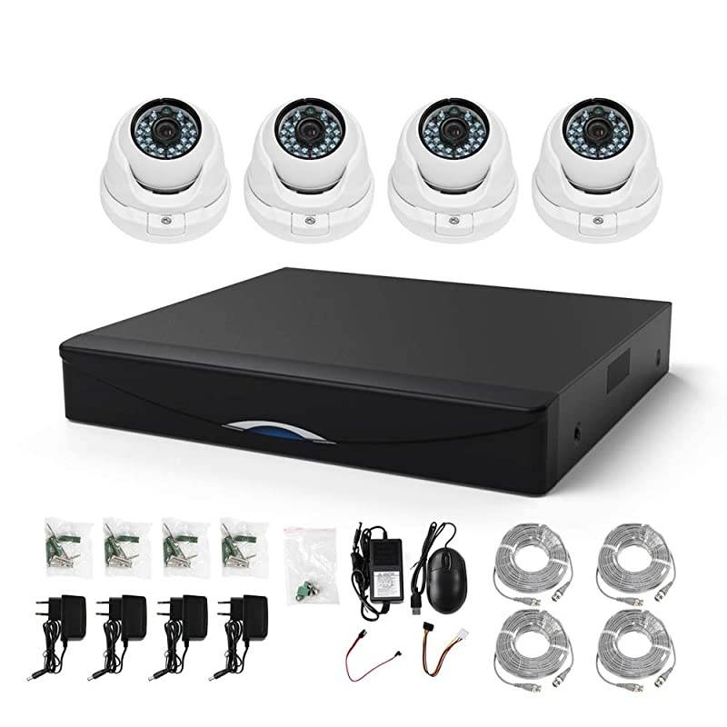 Home Security Camera System 4CH CCTV 720P HDMI AHD DVR Recorder 4PCS 10 MP IR OutdoorIndoor Dome IP Security Camera Night Vision 1200 TVL Surveillance Kit