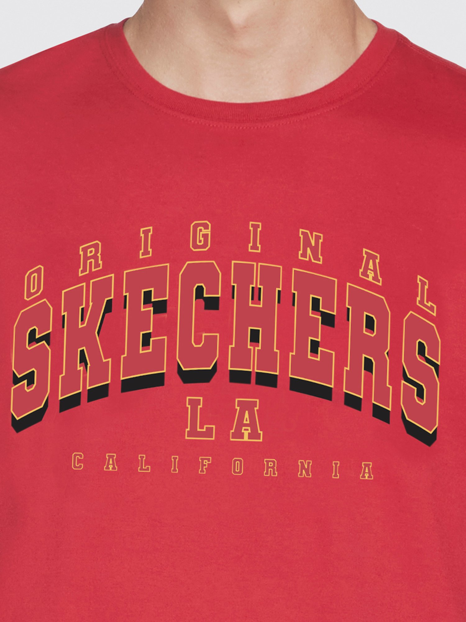 Skechers Red Relaxed Fit Printed Crew T-Shirt