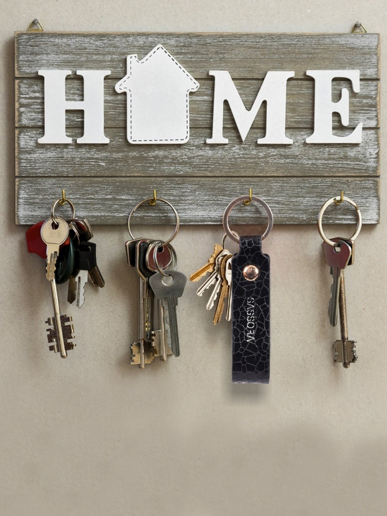 SASSORA Black Leather Keychain Key Ring Holders Anniversary Gift, Birthday Gift - Pack of 2