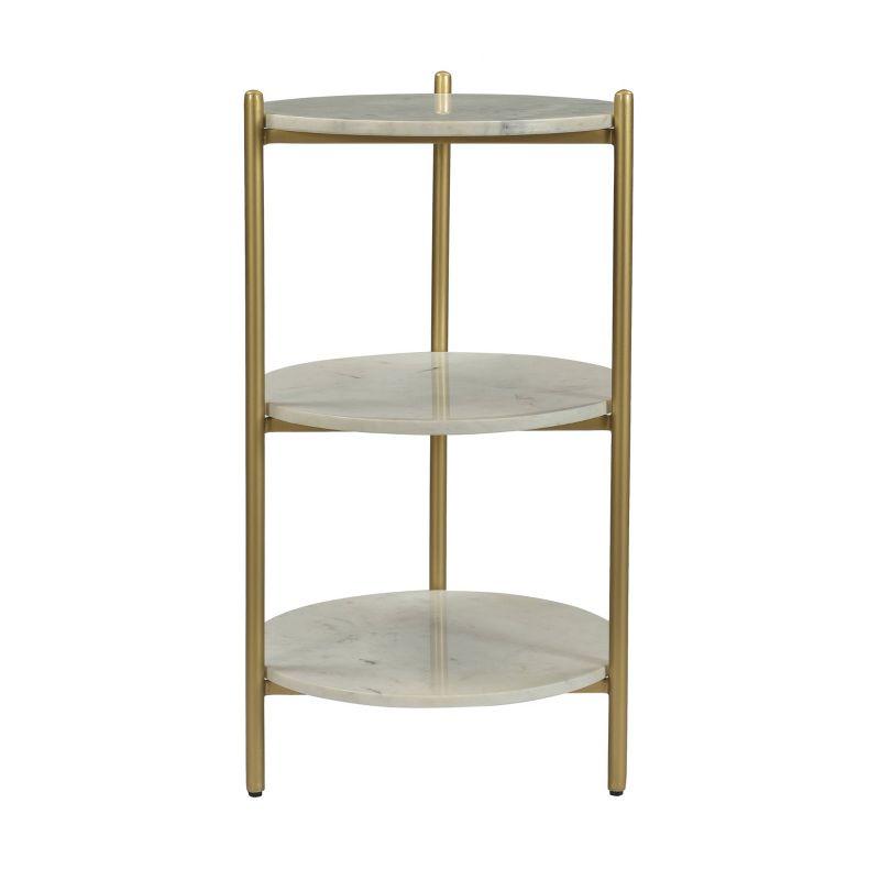 Contemporary 3-Tier Marble Accent Table White - Treasure Trove