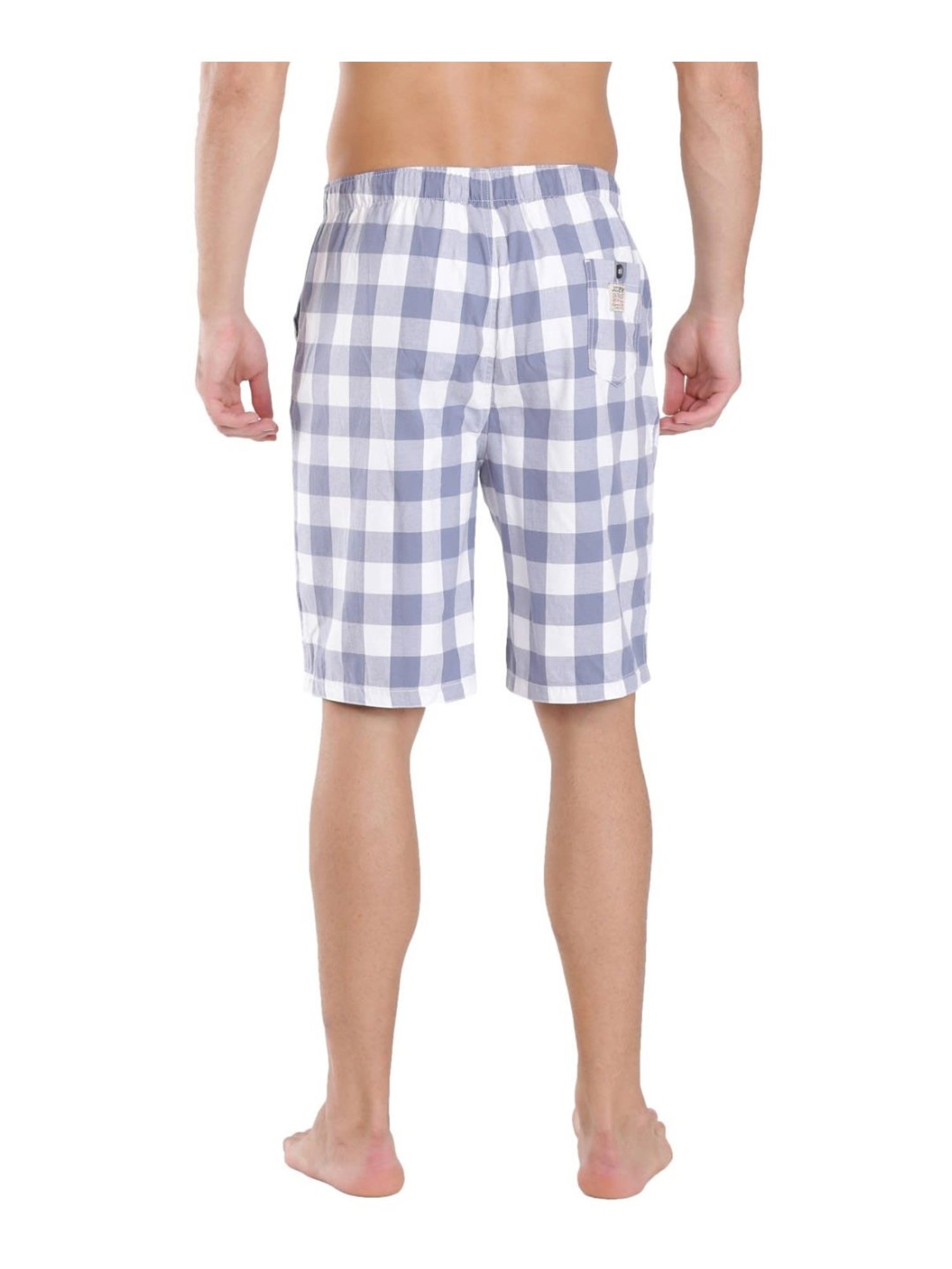 Jockey US88 White & Blue Combed Mercerised Cotton Bermuda Shorts with Side Pocket (Prints May Vary)