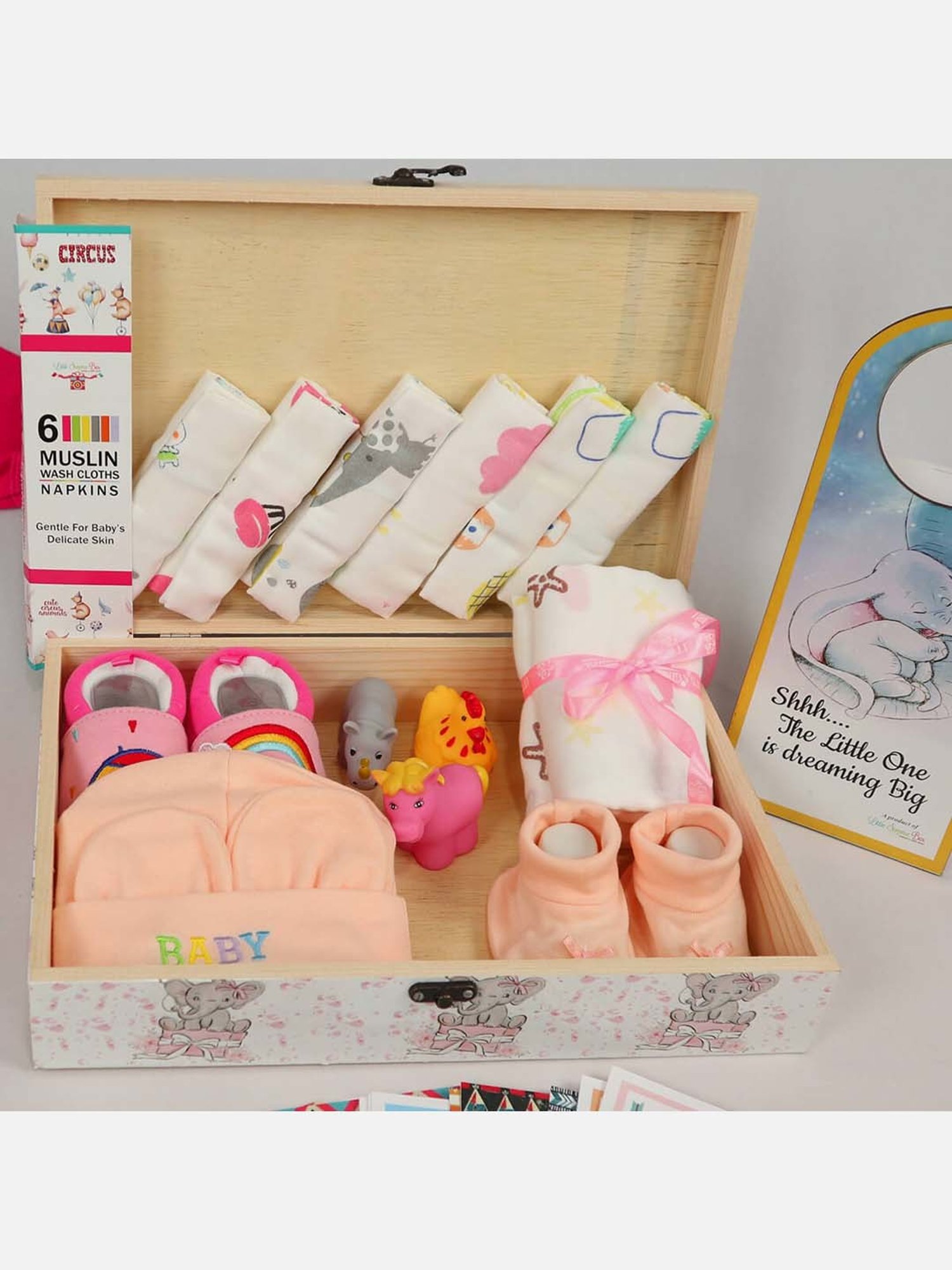 Little Surprise Box Kids Pink Cotton Printed Full Sleeves Gift Set