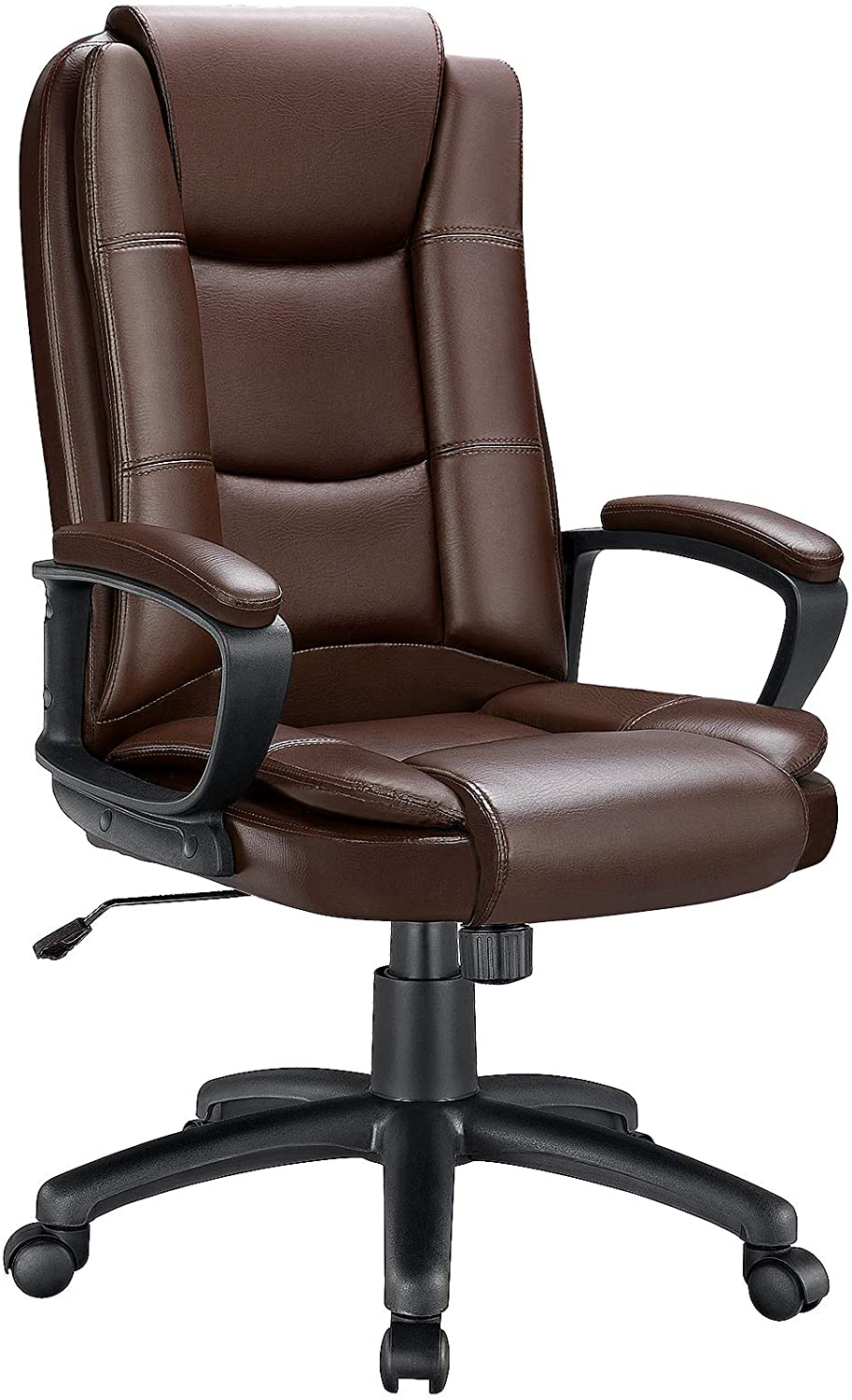BOSSIN Home Office Chair, Ergonomic Desk Chair, Adjustable Task Chair for Lumbar Back Support, Computer Chair with Rolling Swivel and Armrest, Modern Executive High Back Leather Chairs. (Black)