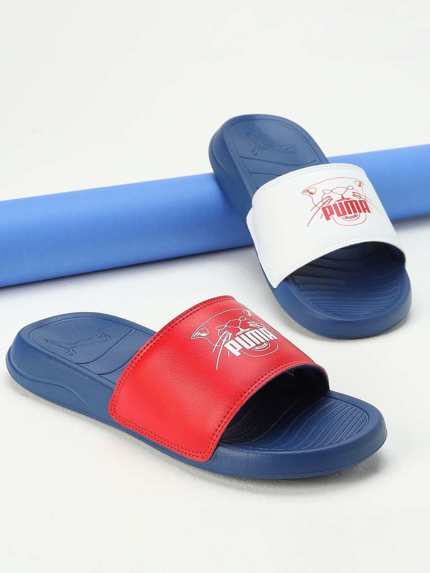 Puma Kids Popcat 20 Jr V1 Clyde Royal Blue & Red Casual Slides