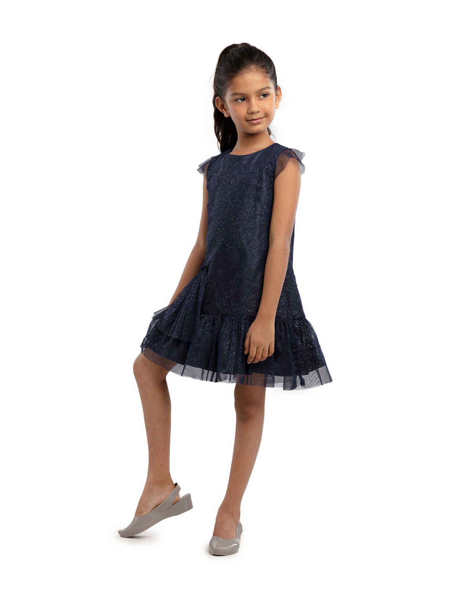 Under Fourteen Only Kids Navy Printed Dress