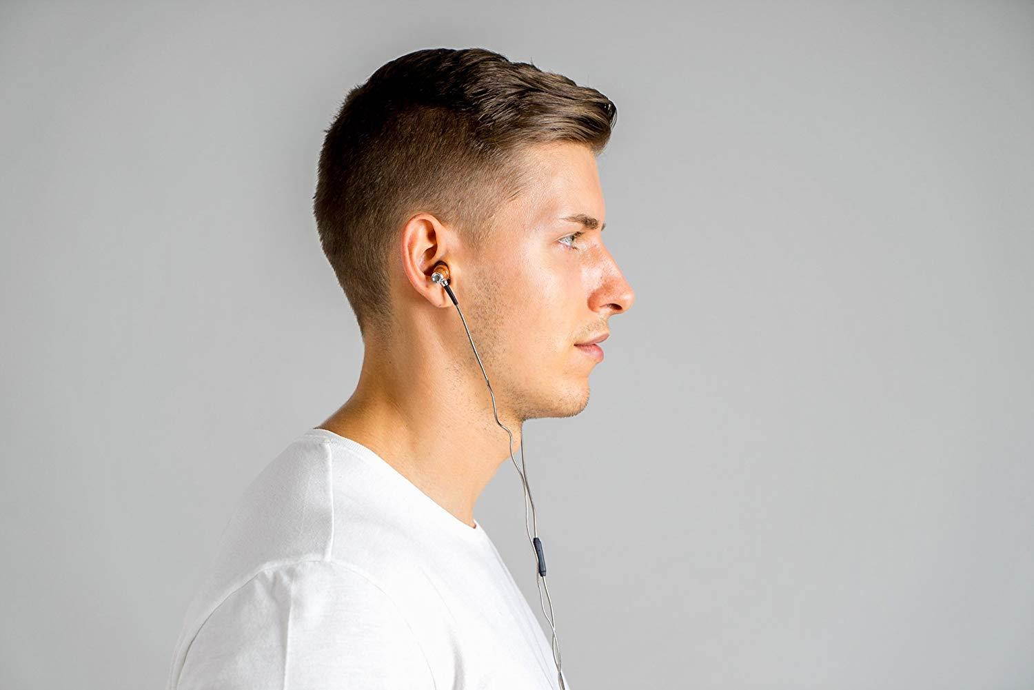 Symphonized NRG 2.0 Premium Genuine Wood In-ear Noise-isolating Headphones|Earbuds|Earphones with Innovative Shield Technology Cable and Mic (Gold)