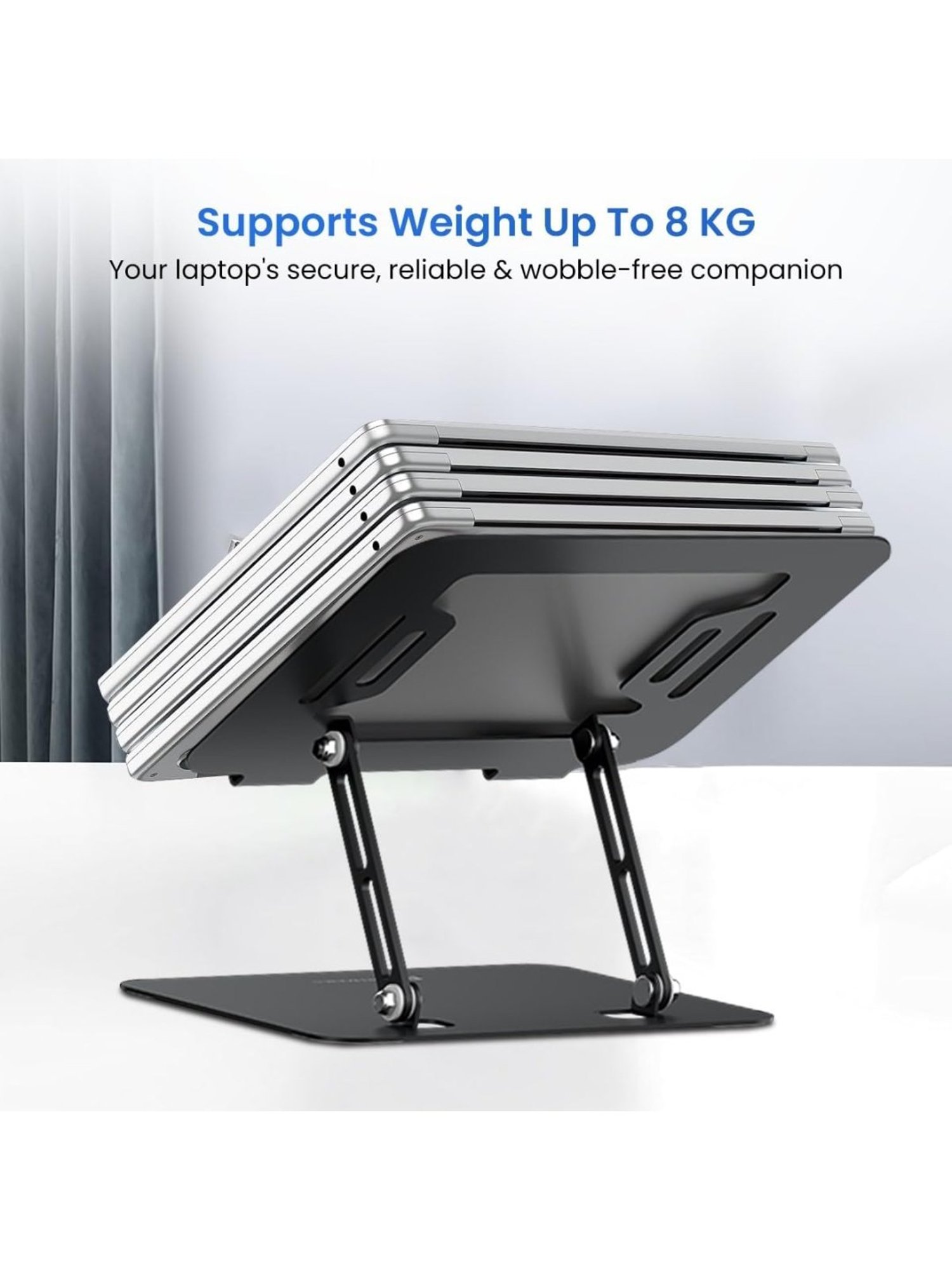 Portronics My Buddy K3 Pro Laptop Stand with Adjustable Height & Angle, Foldable Design (Grey)