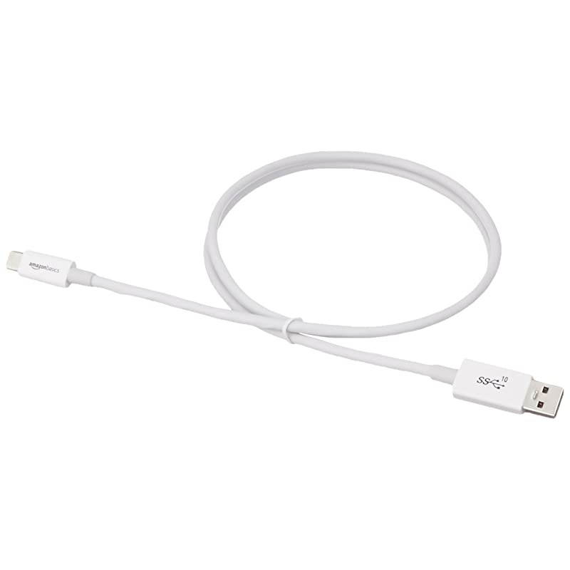 Basics USB Type-C to USB-A Male 3.1 Gen2 Adapter Charger Cable - 3 Feet (0.9 Meters) - White