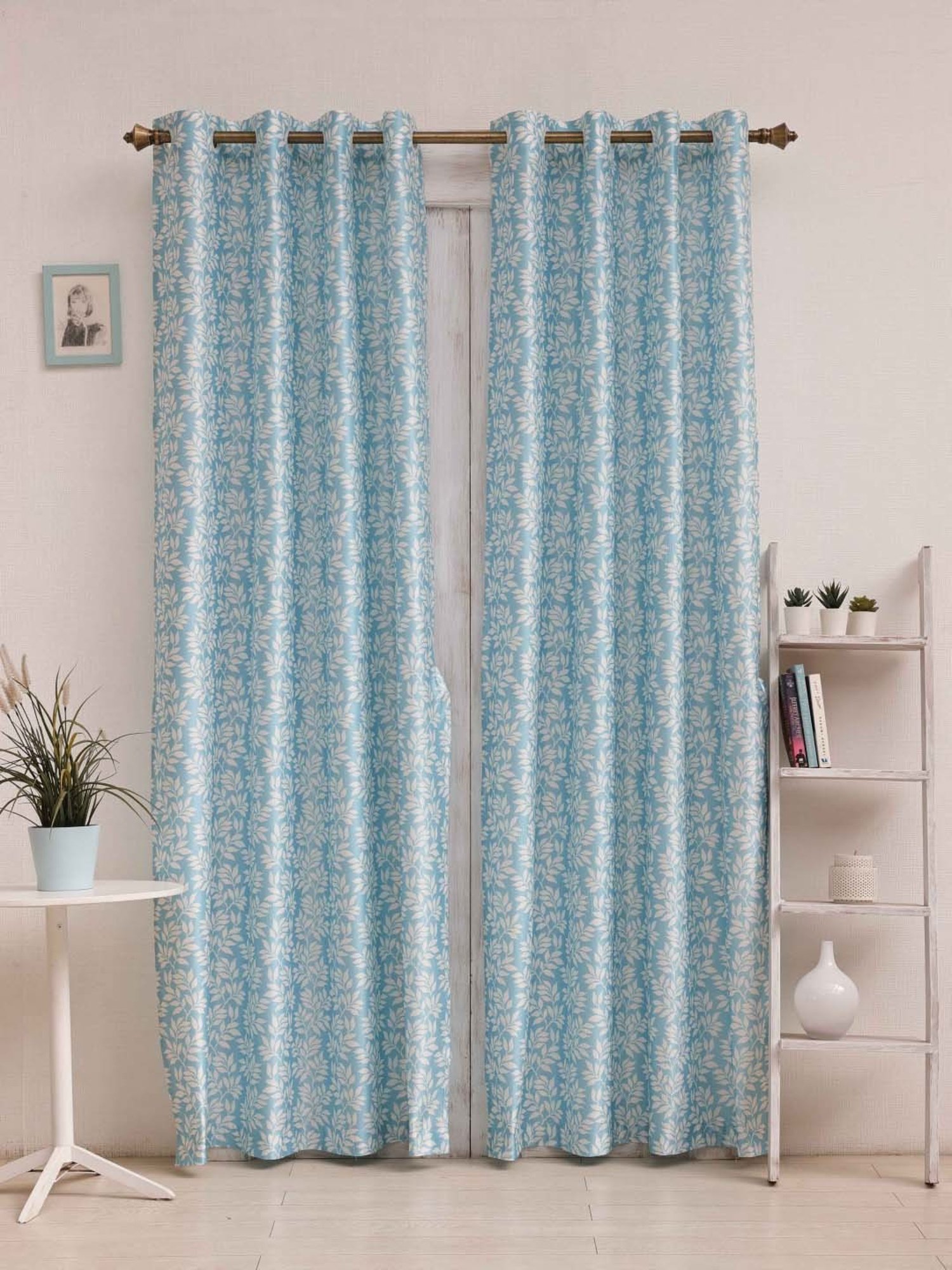 Swayam Brown Paisley J&B Blackout Eyelet Door Curtain - Single Piece (7 Ft)