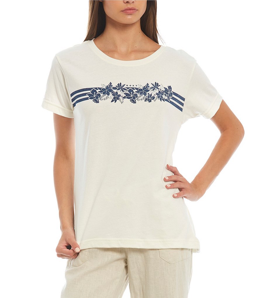 Roxy Tropical-Stripe Short-Sleeve Tee