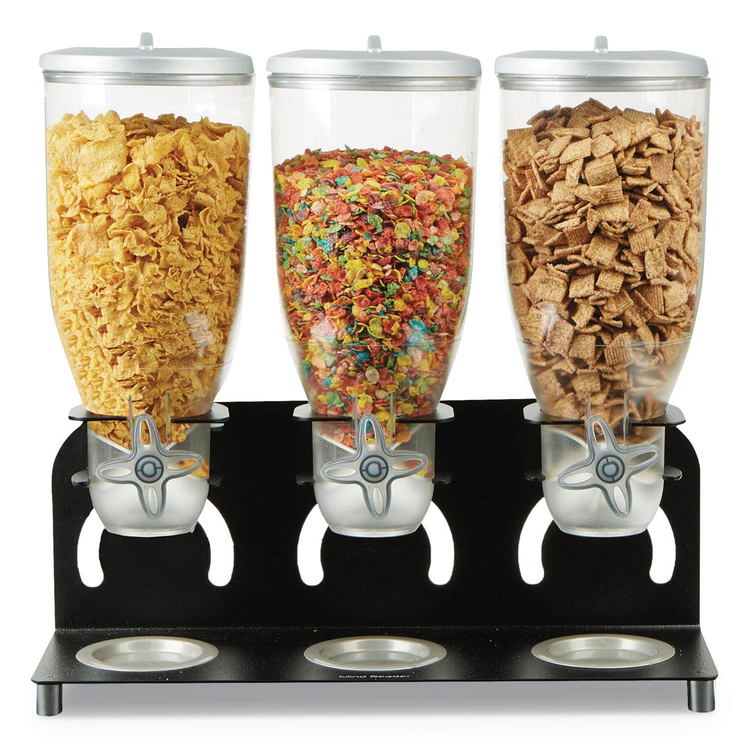 Mind Reader KELL300-BLK Metal Triple Cereal Dispenser, Black