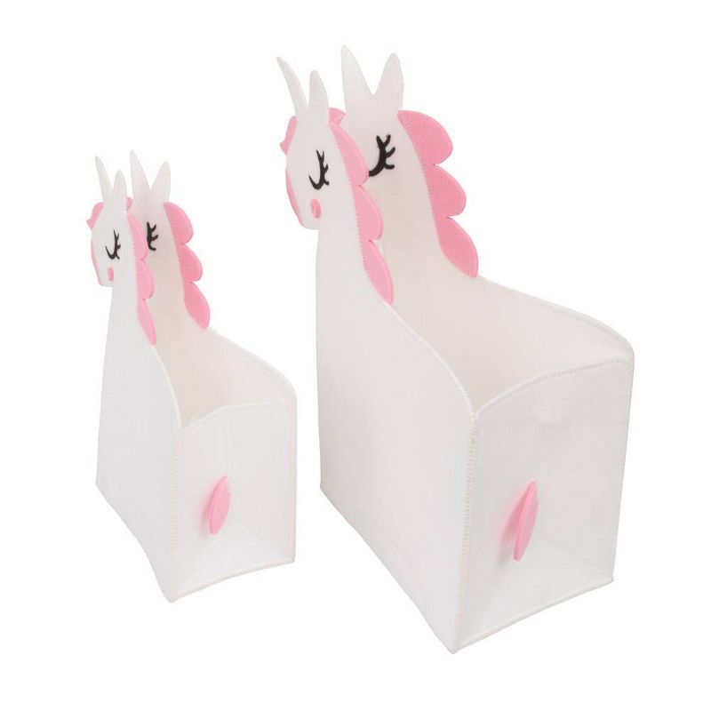 Little Love by NoJo White Unicorn Felt Storage Caddy 2pc