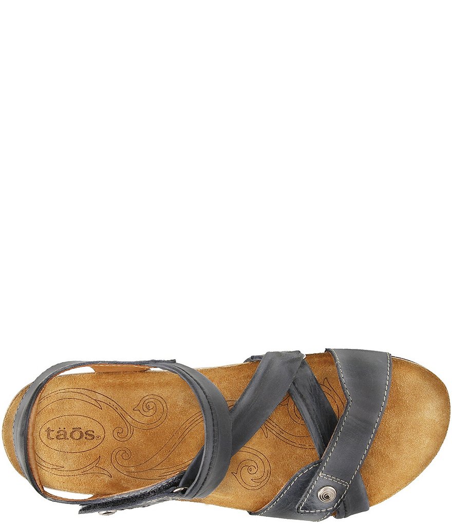 Taos Footwear Universe Banded Leather Wedge Sandals