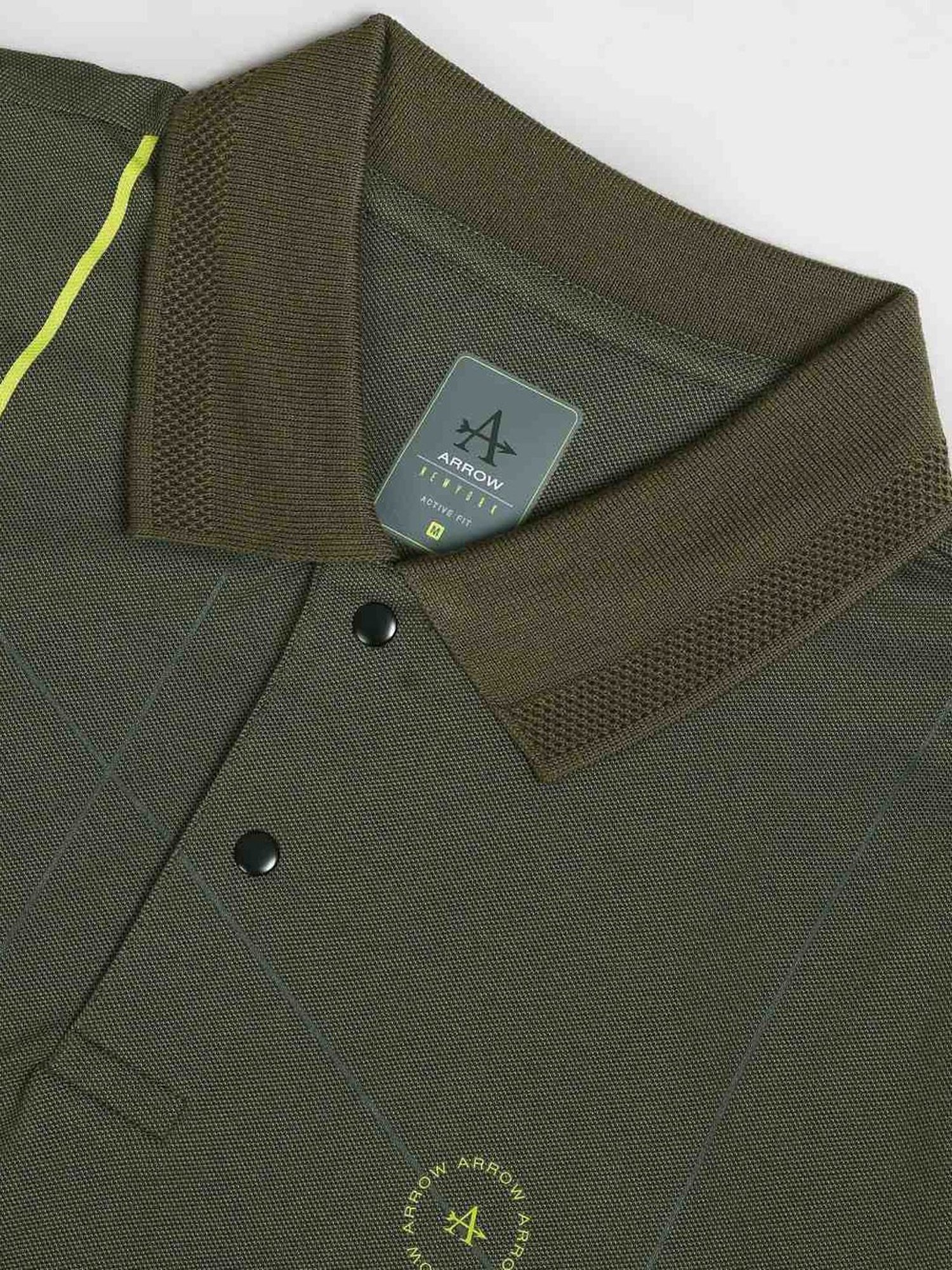 Arrow New York Green Cotton Regular Fit Printed Polo T-Shirt