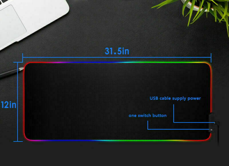 LED Gaming RGB Mouse Pad Large Smooth Surface Anti-Slip USB Charging Mouse Mat