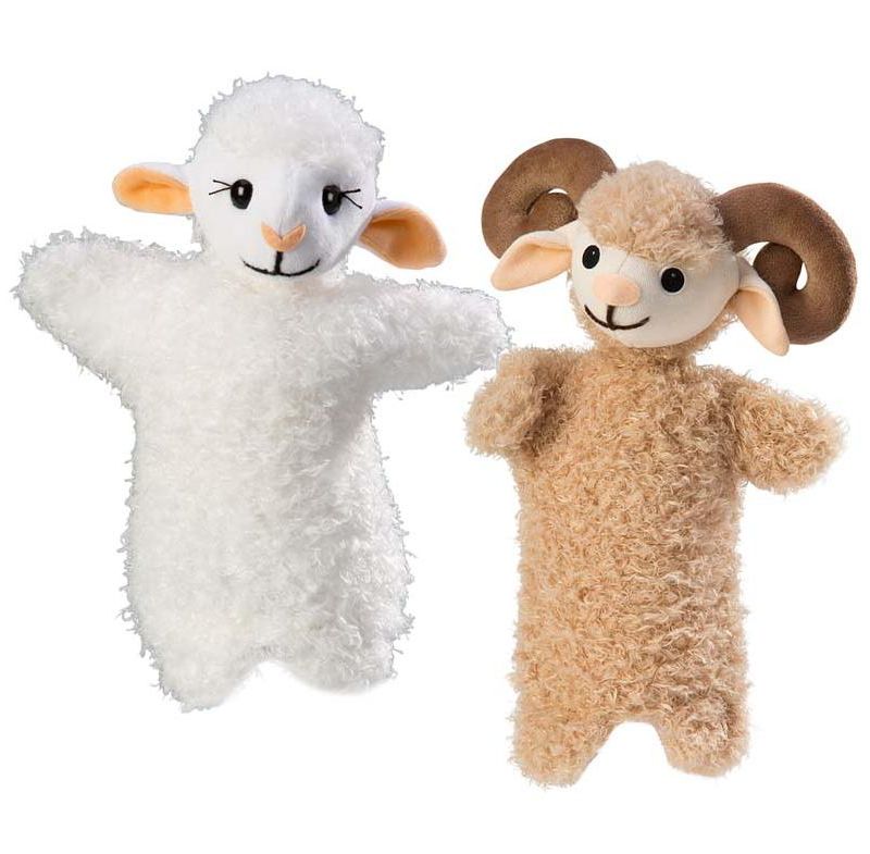Magic Cabin - Plush Animal Hand Puppets for Kids, Set of 2, Ram & Lamb