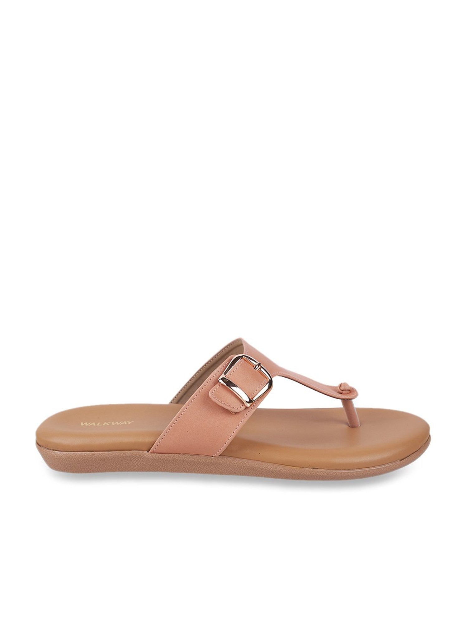 Walkway Women's Beige T-Strap Sandals