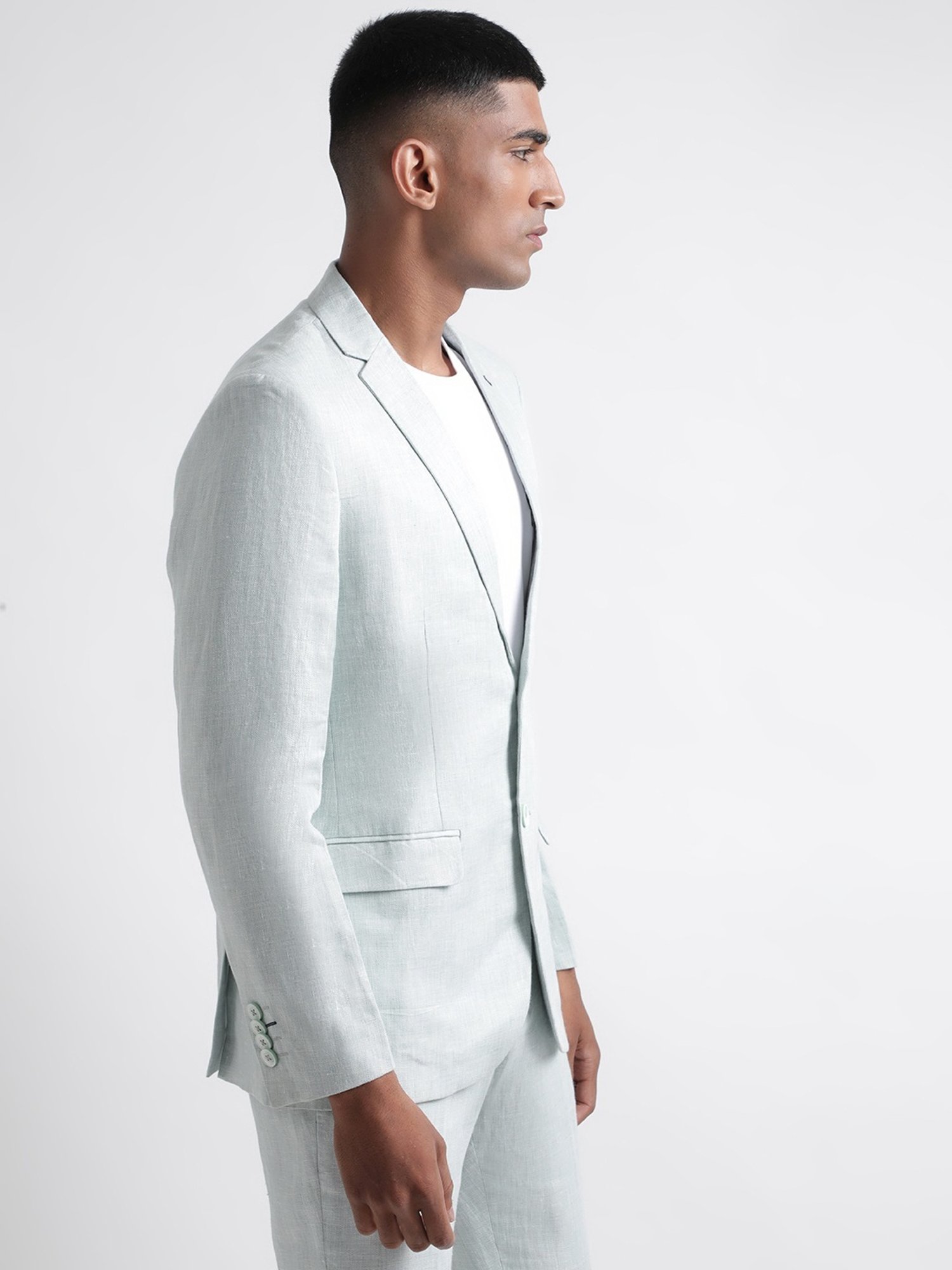 Iconic Men Self Design Regular Fit Linen Blazers