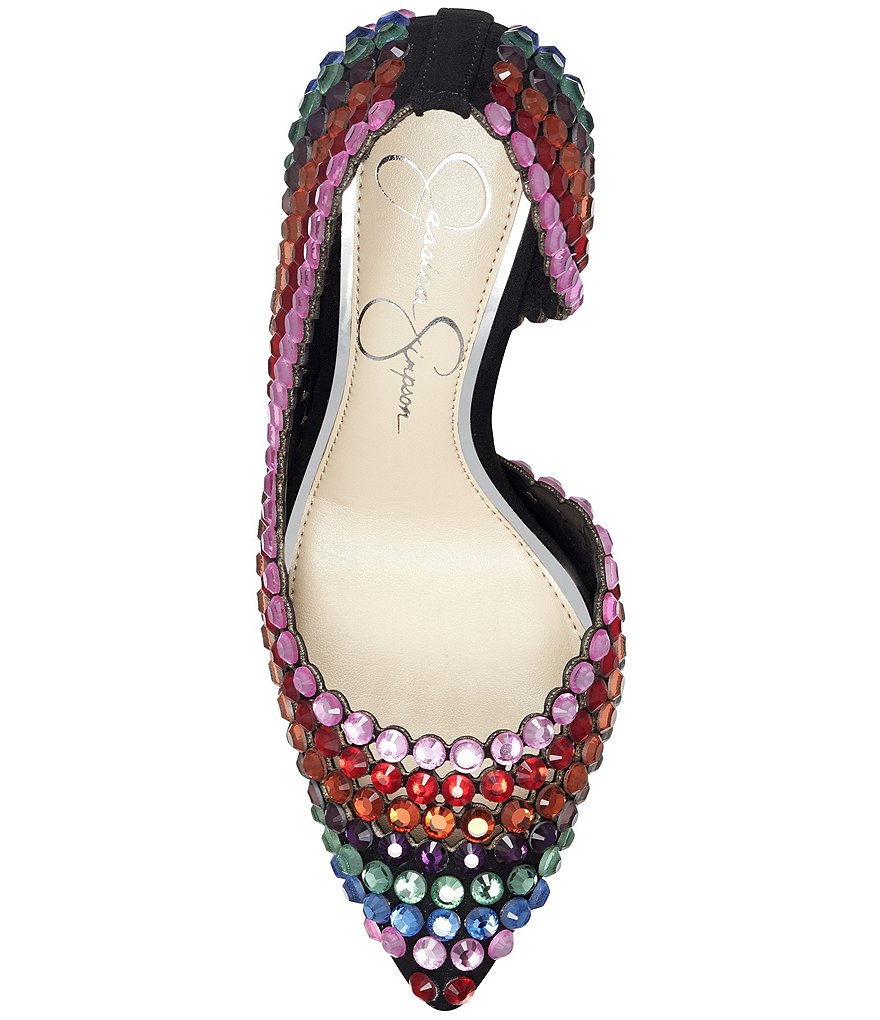 Jessica Simpson Preppi Rainbow Rhinestone Embellished d'Orsay Pumps