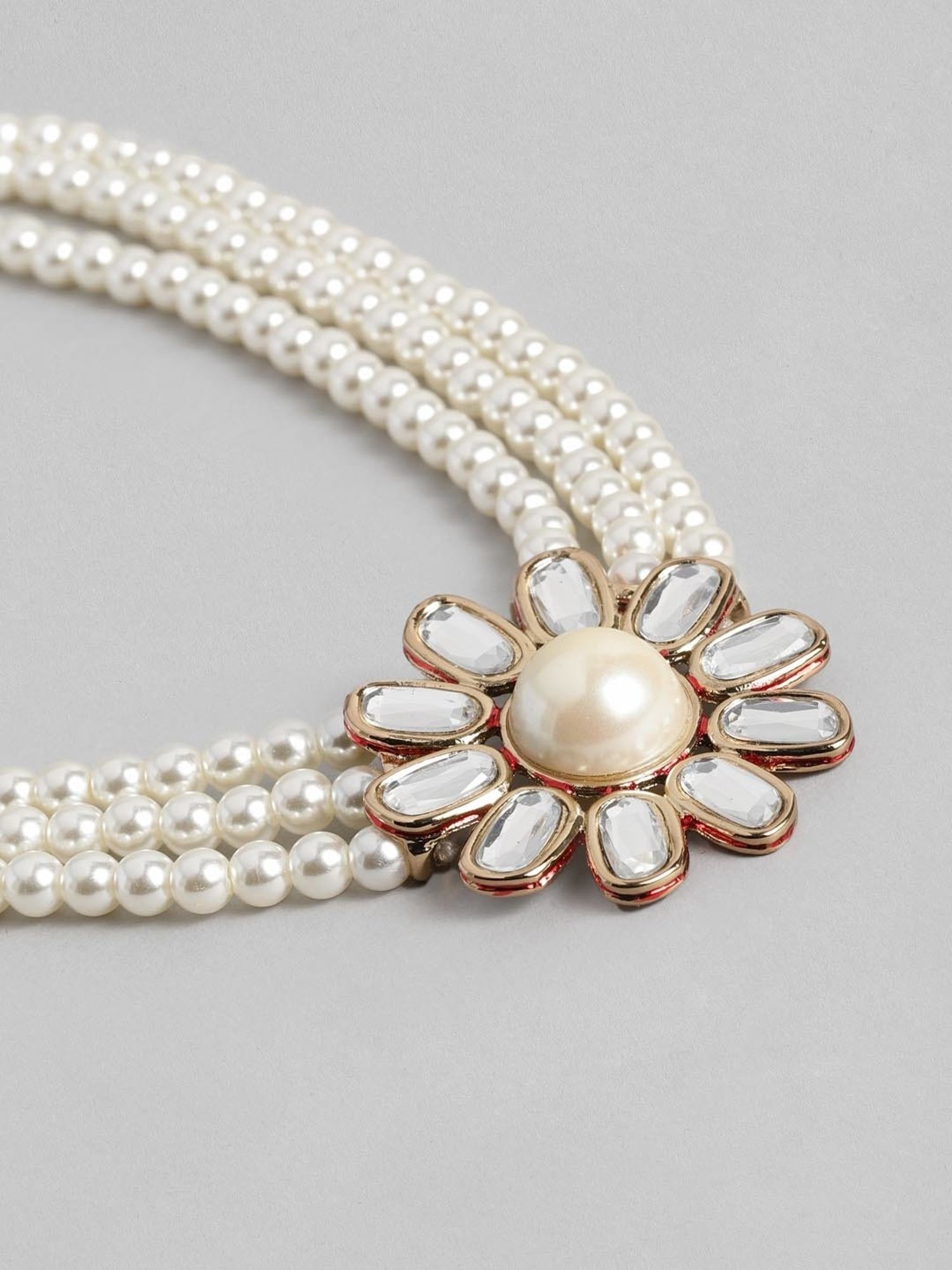 Estele Gold-Plated Kundan & Pearl Necklace Set for Women