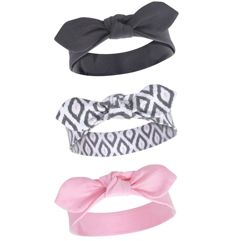 Yoga Sprout Baby and Toddler Girl Cotton Headbands 3pk, Diamond Ikat, 0-24 Months