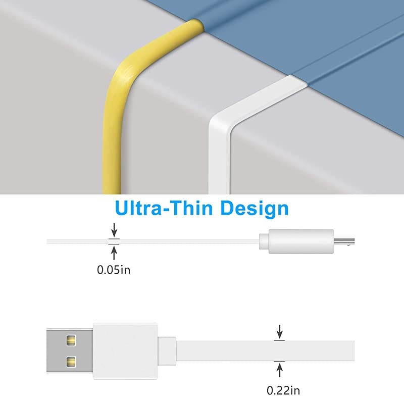 2 Pack 164FT Flat Power Extension Cable Compatible with WyzeCam WyzeCam Pan KasaCam Indoor NestCam Indoor Yi Camera Blink USB to Micro USB Charging and Data Sync Cord with Wire Clips