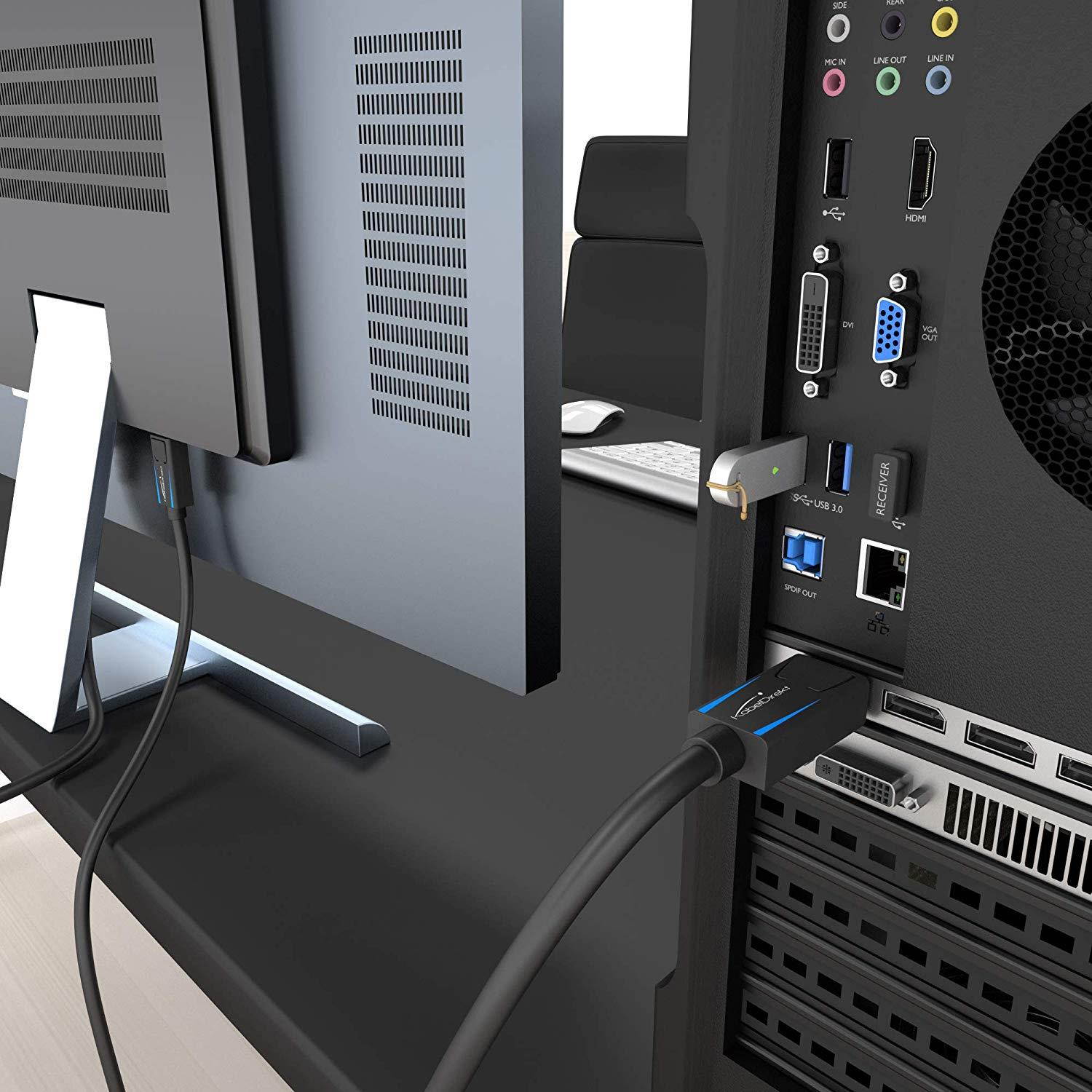 KabelDirekt - 8K DisplayPort (DP to DP) Cable - 10ft - (up to 32.4 Gbit/s, UHD with 8 K / 60 Hz or 4 K / 120 Hz, Supports HBR3, DSC 1.2, HDR 10, Lockable Connector, Black) - TOP Series