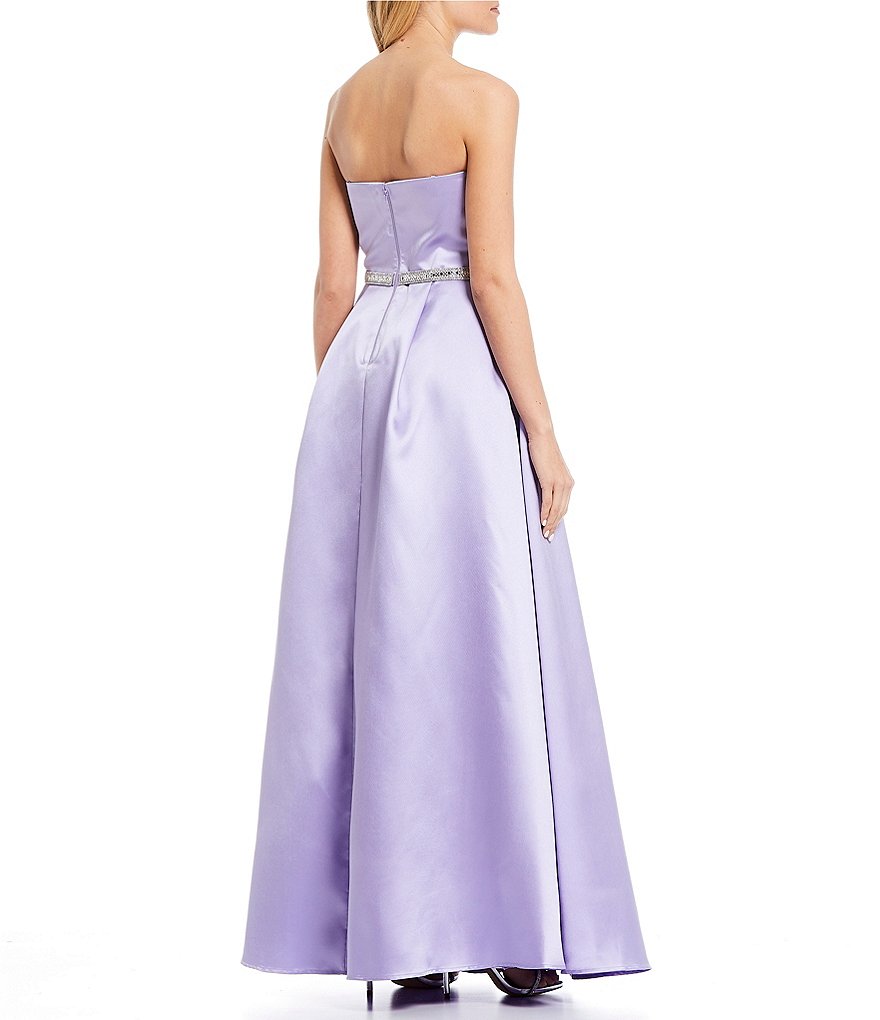 Sequin Hearts Strapless Beaded-Belt Ball Gown