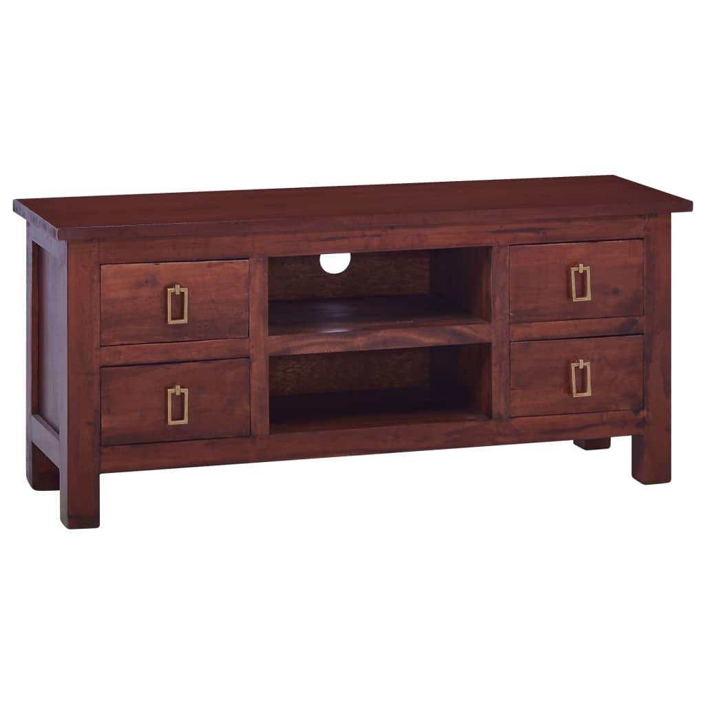 vidaXL Solid Mahogany Wood TV Cabinet Classical Brown TV Stand Unit Lowboard