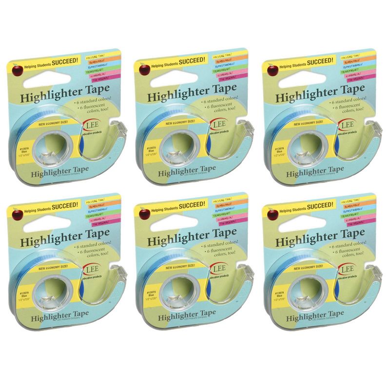 6pk Removable Highlighter Tape Blue - Lee Products