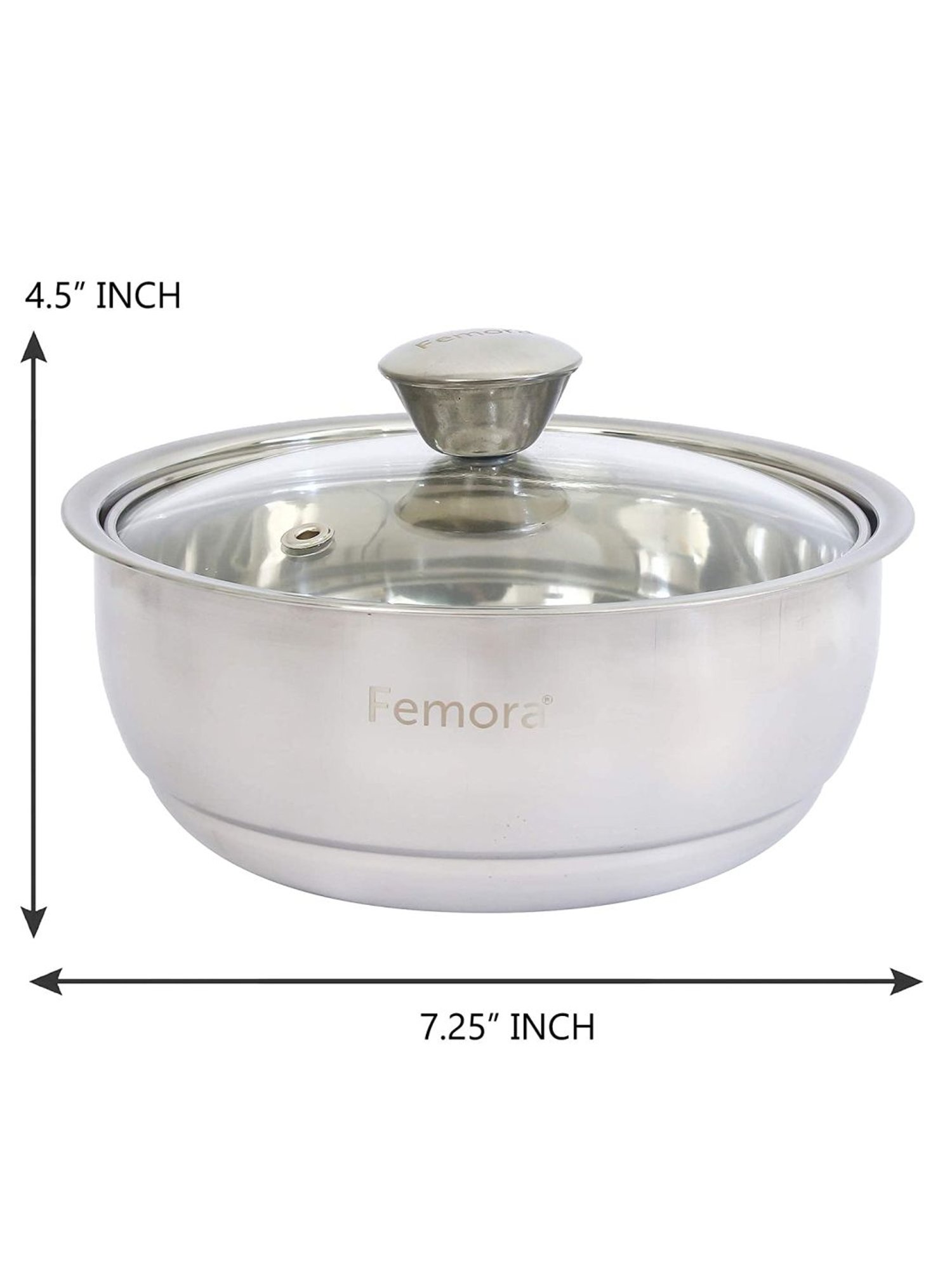 Femora Stainless Steel Double Wall Insulated Curry Serving Bowl with Lid (500 ml) - Set of 1