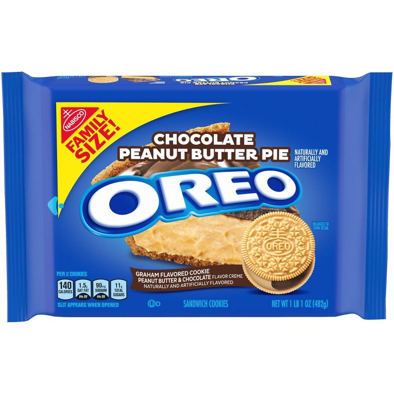 Oreo Chocolate Peanut Butter Pie Sandwich Cookies Family Size - 17oz