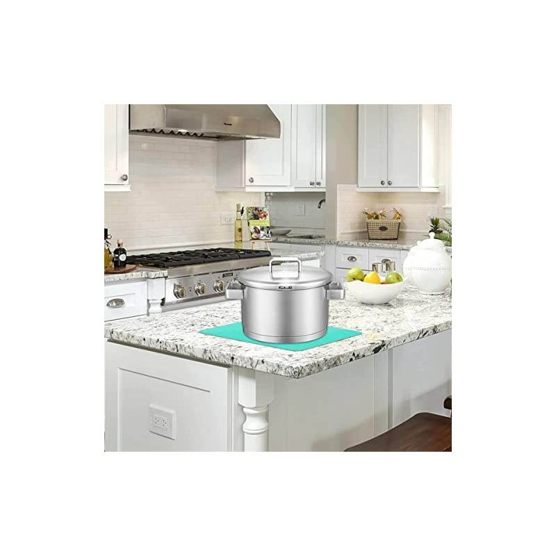 Pack Large Silicone Trivet Mats / Hot Pads, Heat Resistant Pot Holder,9"x1" Non Slip Flexible Durable Pot Coaster Kitchen Table Mats (Teal)