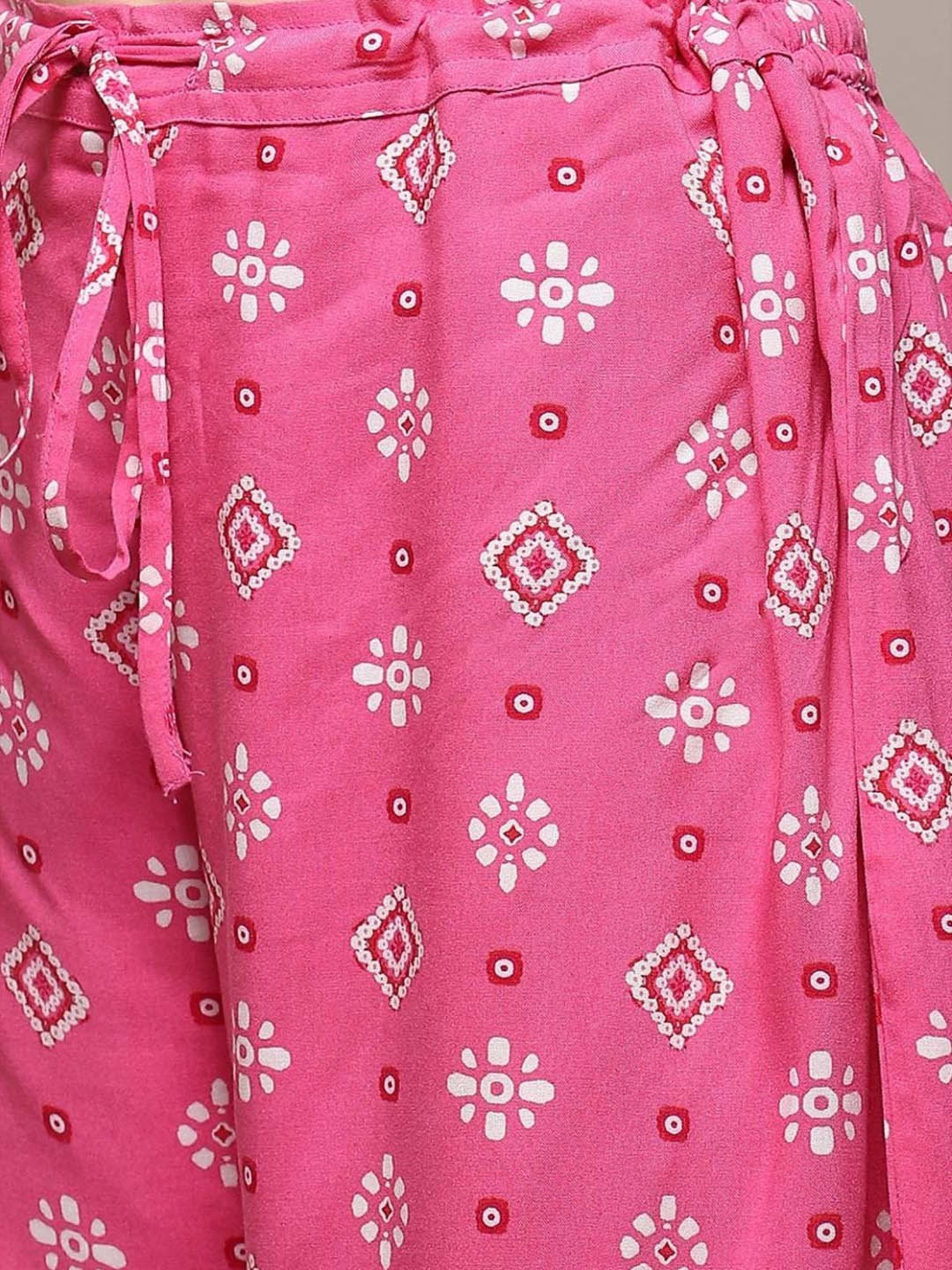Biba Pink Printed Kurta Palazzo Set