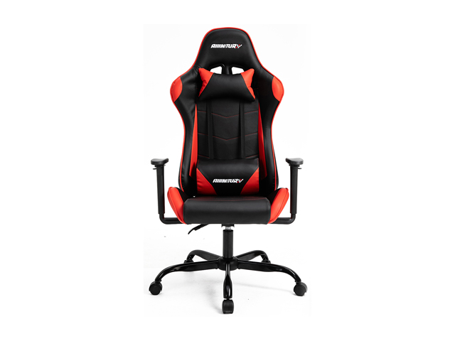 AMINITURE Gaming Chair Racing Style High Back Computer Game Chair Office Chair Seat Height Adjustment Recliner with Headrest and Lumbar Support (Black&Red)