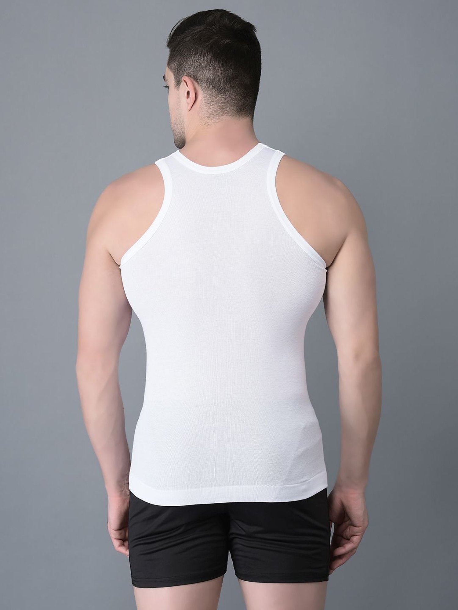 Dollar Bigboss White Cotton Regular Fit Vest - Pack Of 7