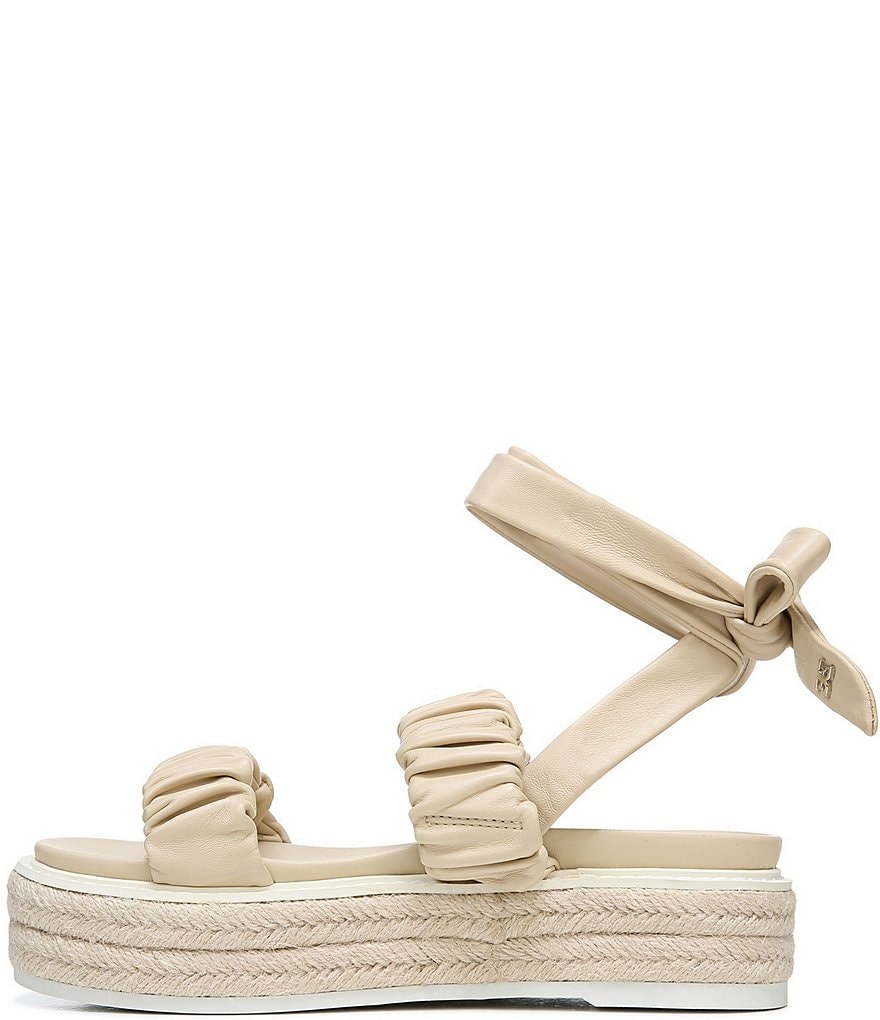 Sam Edelman Kerin Ruched Leather Espadrille Platform Sandals