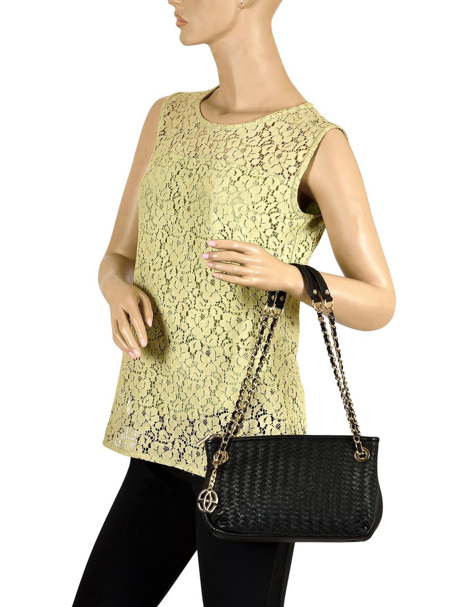 Eske Piquer Black Textured Medium Handbag