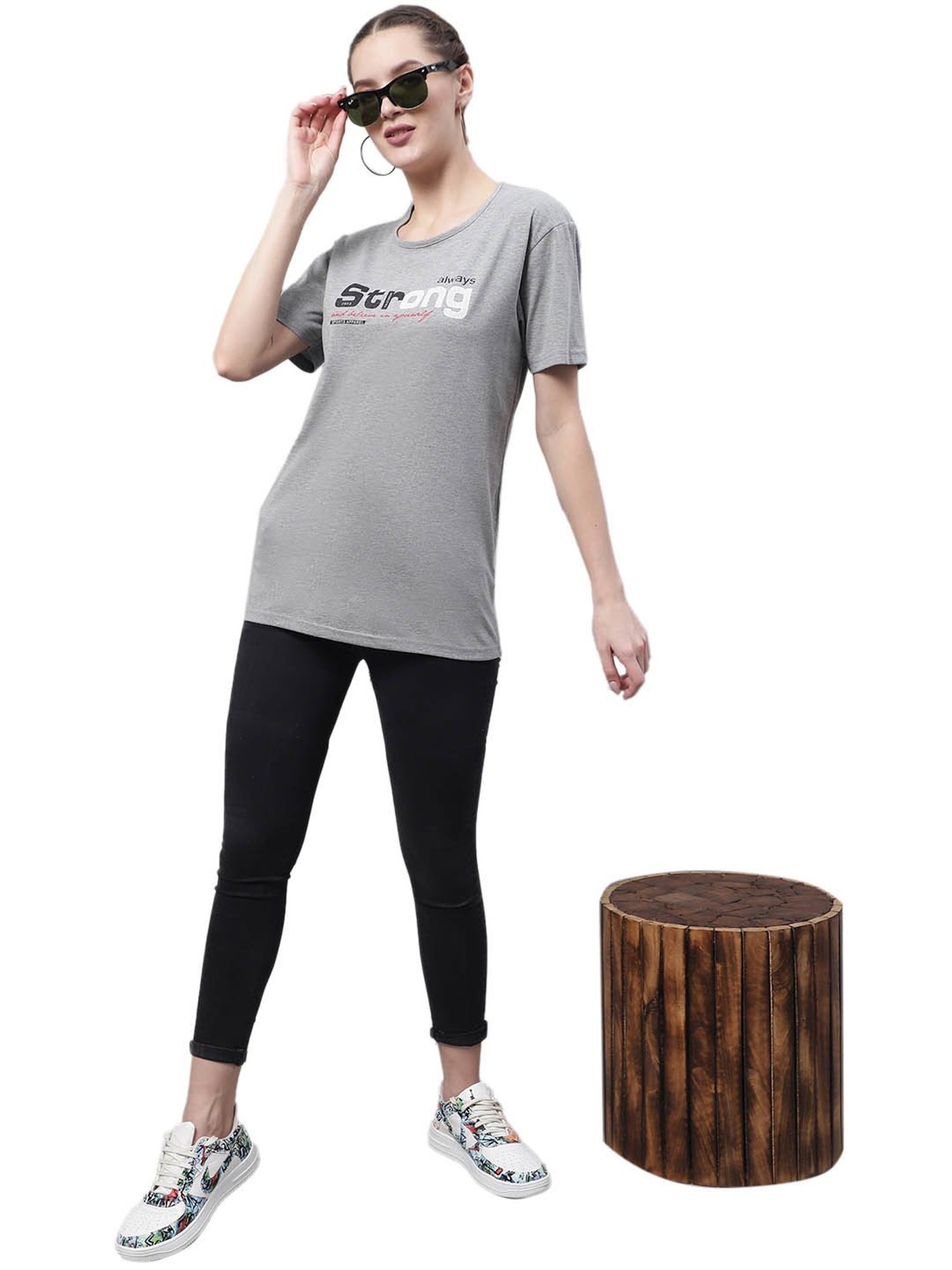 Vimal Jonney Grey Cotton Graphic Print T-Shirt