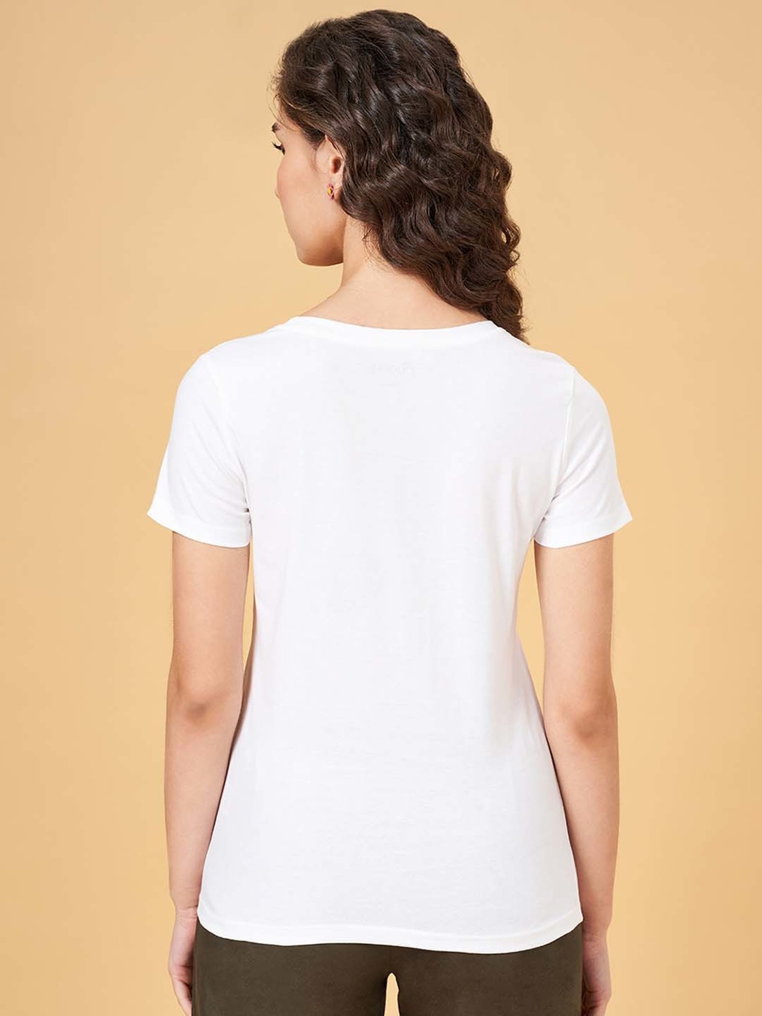 Honey by Pantaloons White Cotton Printed T-Shirt