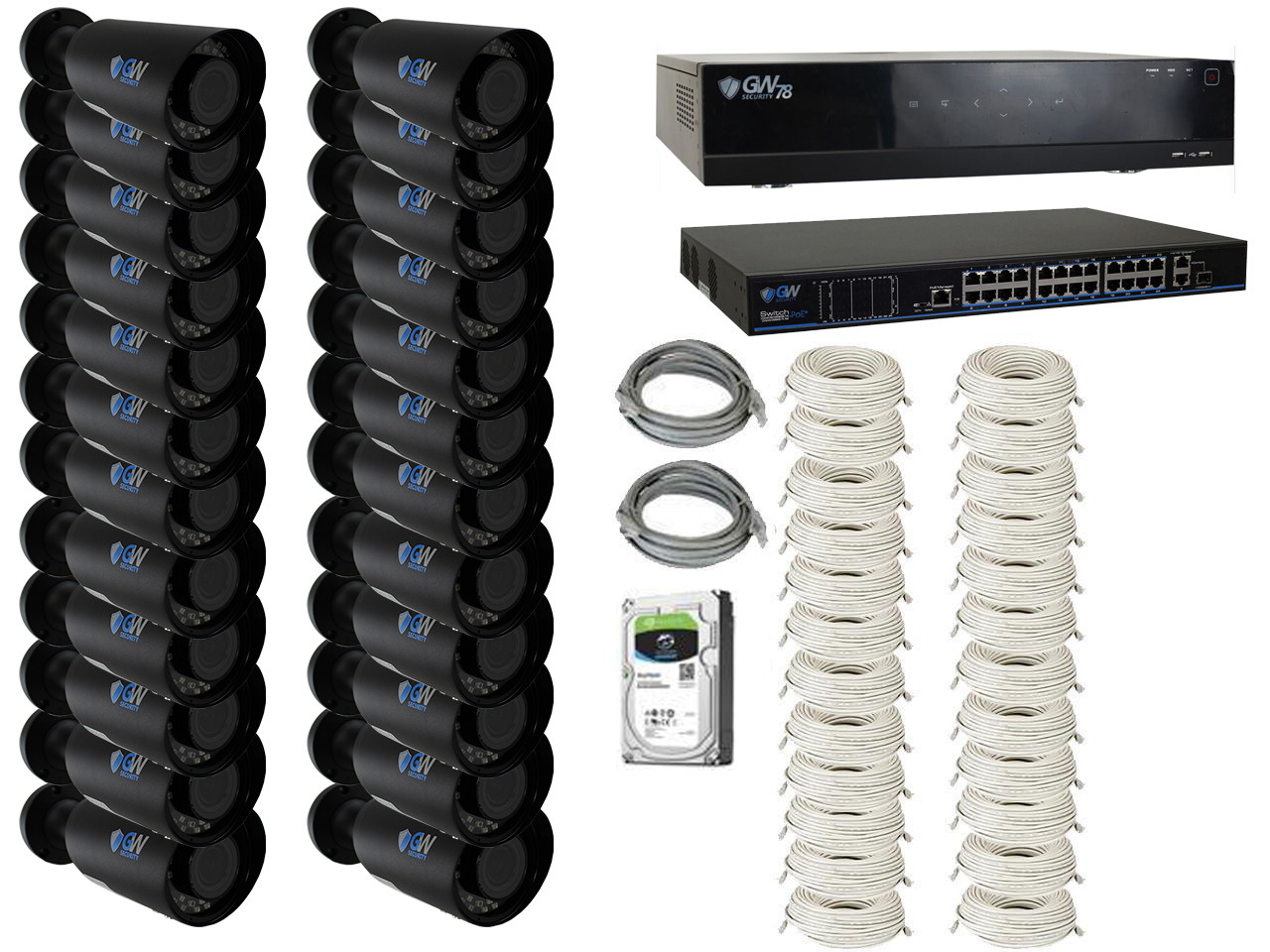 GW Security 8CH NVR 8MP H.265+ AI Face Recognition 4K IP PoE Surveillance Camera System with 4 4K 2.8-12mm Varifocal Zoom 2160p Outdoor Bullet Camera, 120ft IR Night Vision, 2TB Hard Drive