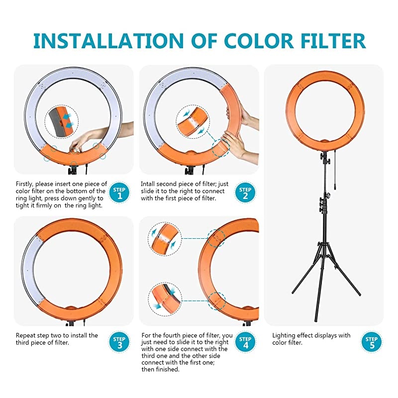 Ring Light Kit:18"/48cm Outer 55W 5500K Dimmable LED Ring Light, Light Stand, Carrying Bag for Camera,Smartphone,YouTube,TikTok,Self-Portrait Shooting, Black, Model:10088612