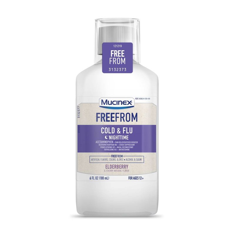 Mucinex Cold and Flu Nighttime Suppressant -  Elderberry - 6 fl oz