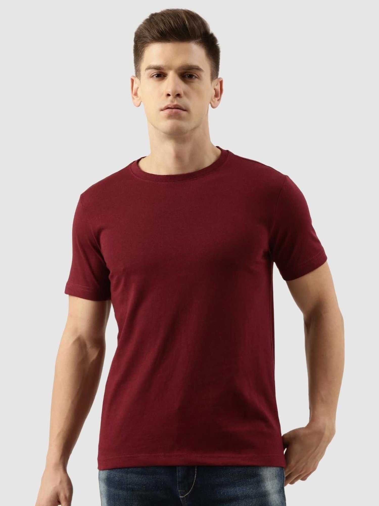Bene Kleed Maroon Regular Fit T-Shirt
